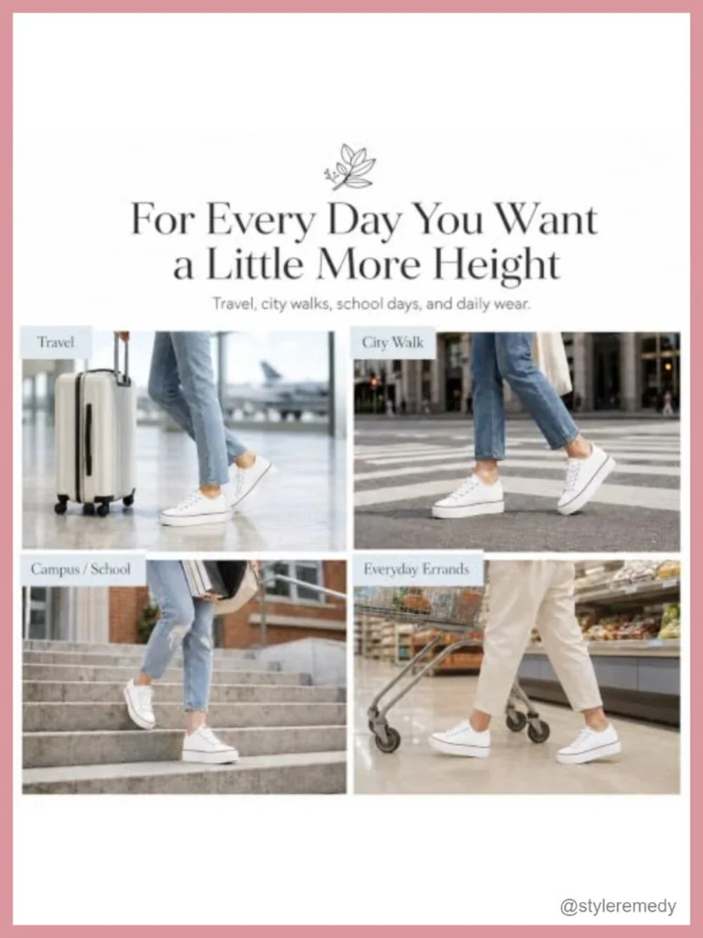 Platform Sneakers with Hidden Wedge Height Boost Lace-Up Canvas Shoes